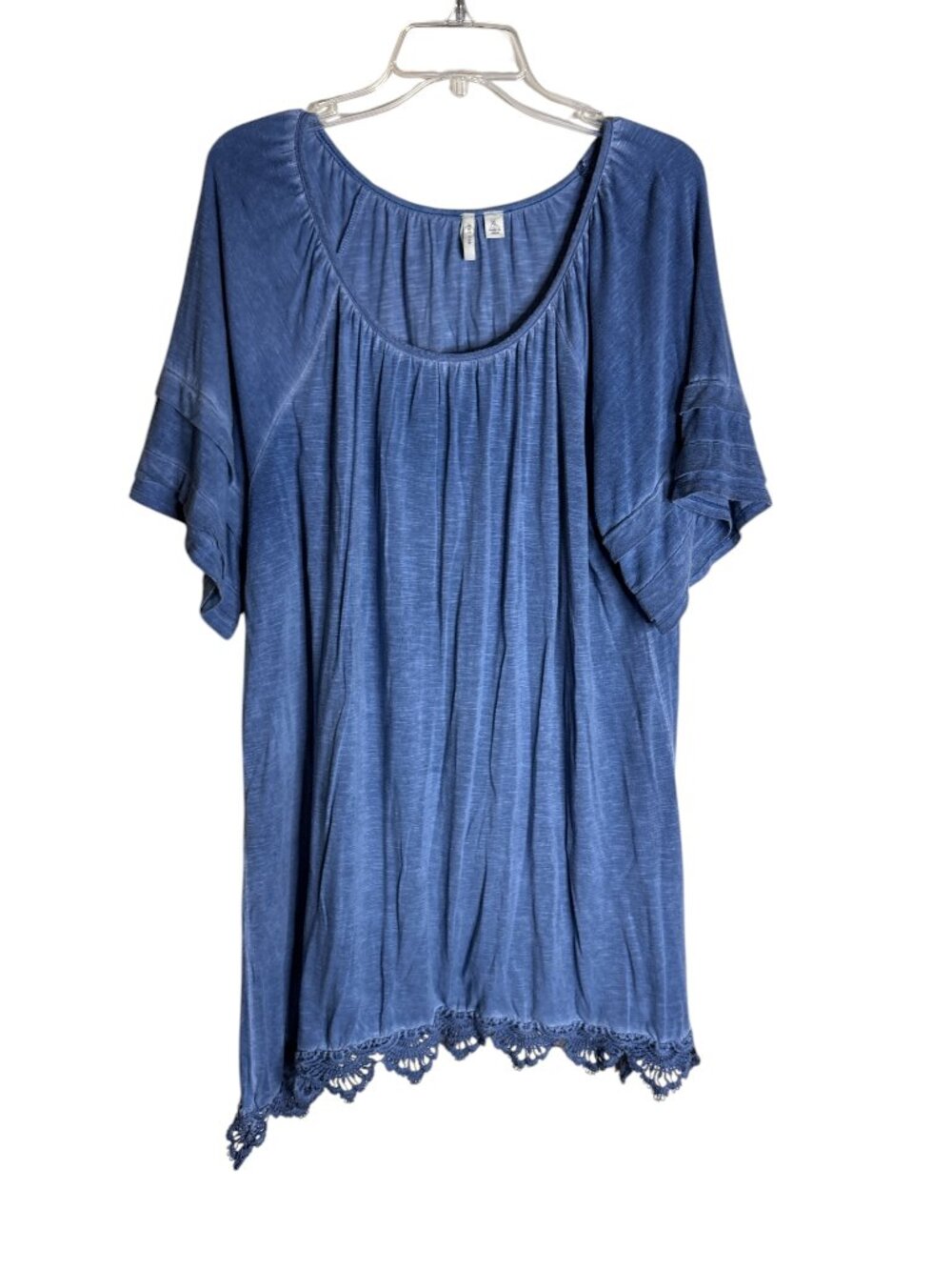 Tunic dress XL Blue Lace Hem Boho Flowy